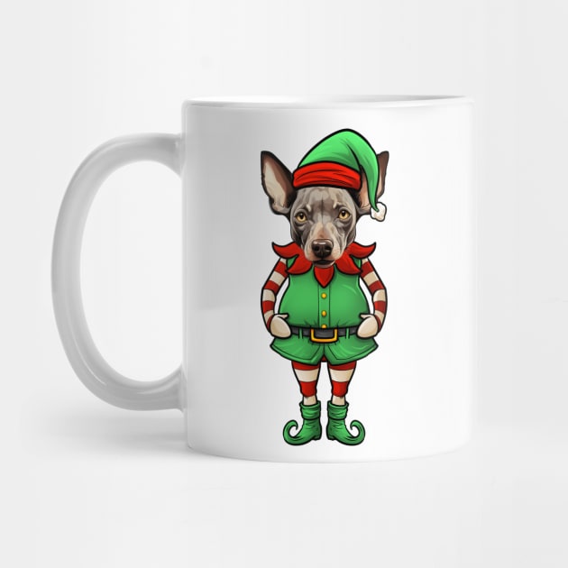 Funny Christmas Elf Hairless Terrier Dog by whyitsme